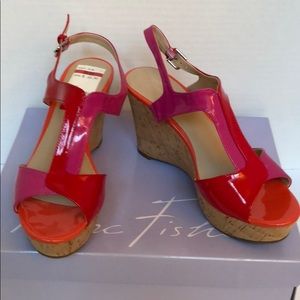 Marc Fisher Calma2 Red Multi Wedge Size 6.5 NIB!